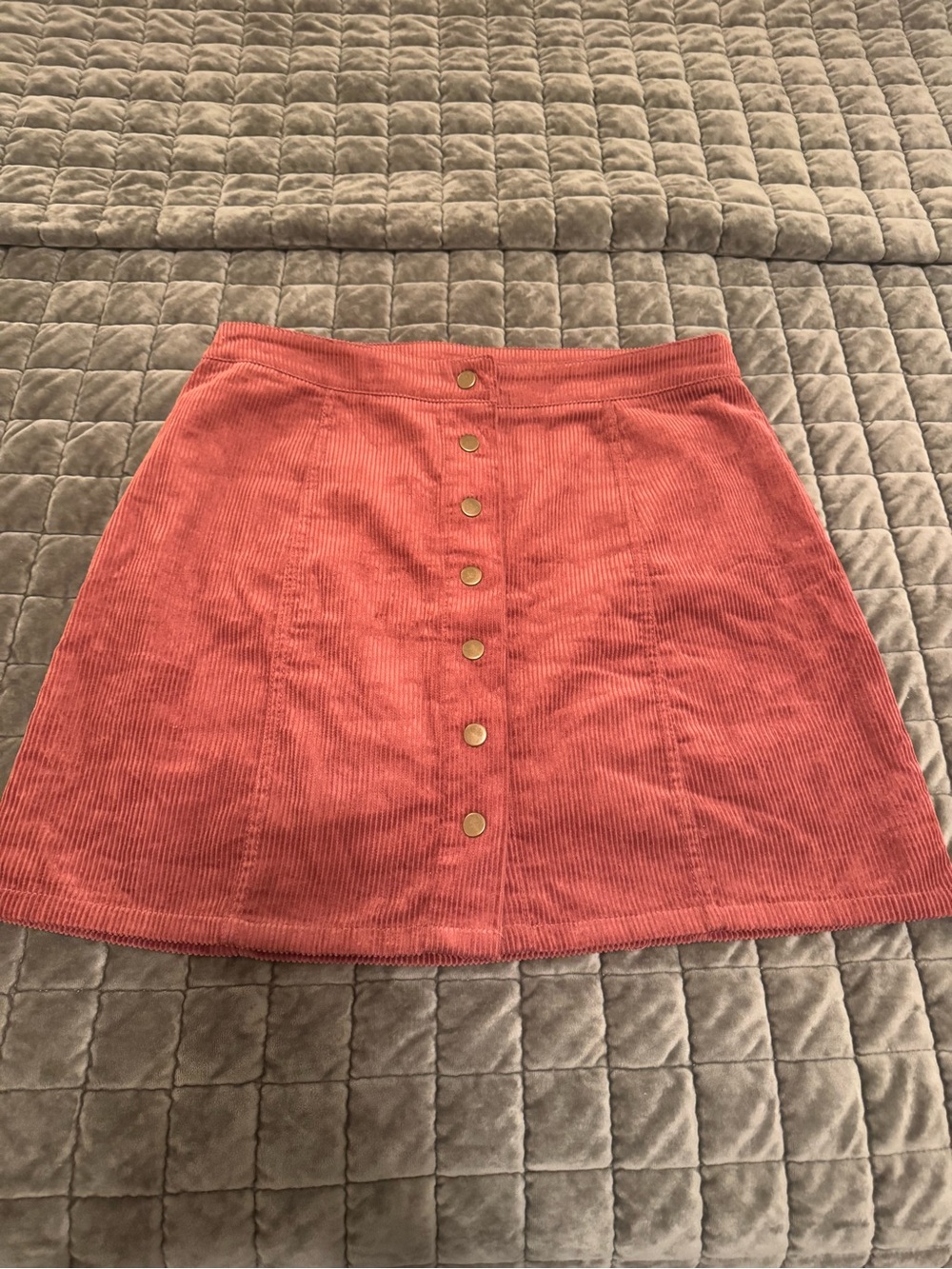 Charlotte Russe Coral Button-Front Cord Mini Skirt